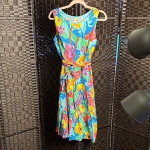 Coldwater Creek Bright Floral Sleeveless Midi Dress - Multicolor Size 10